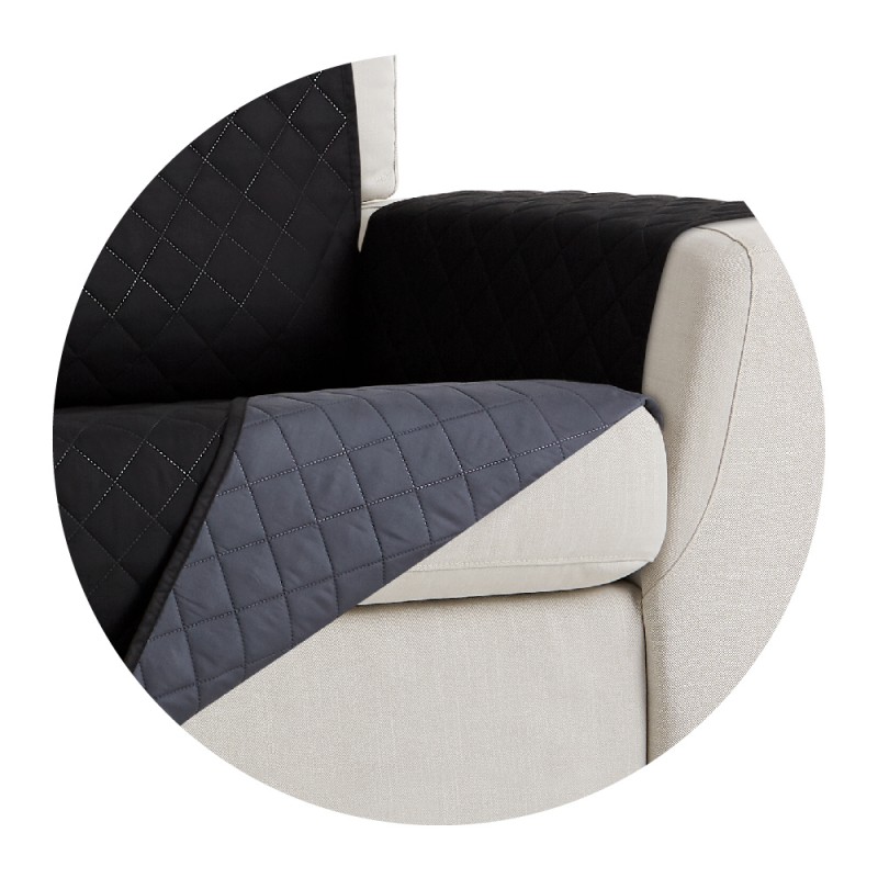 Cubre Rinconera Acolchada Reversible Couch Cover Belmarti Negro - Gris