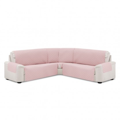Cubre Rinconera Acolchada Reversible Couch Cover Rosa - Beige