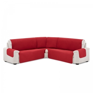 Cubre Rinconera Acolchada Reversible Couch Cover Belmarti Rojo - Beige