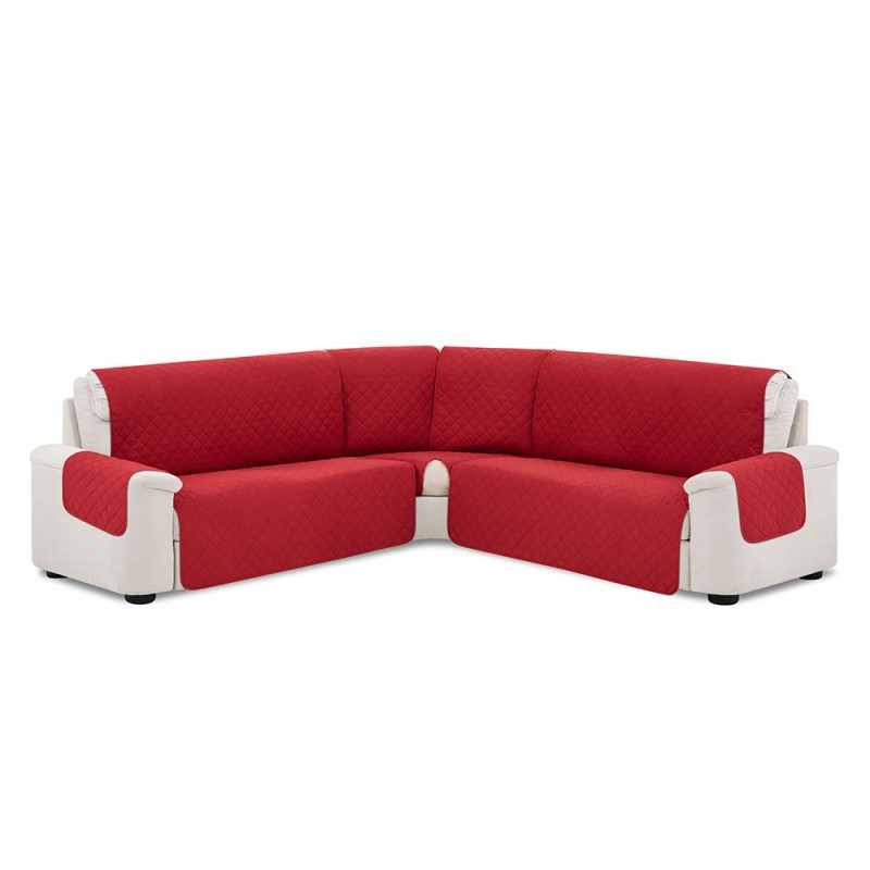 Cubre Rinconera Acolchada Reversible Couch Cover Belmarti Rojo - Beige
