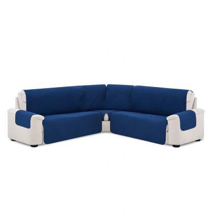 Cubre Rinconera Acolchada Reversible Couch Cover Belmarti Azul - Gris Claro